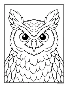 A close-up portrait of a great horned owl with ear tufts, a sharp beak and layers of feathers