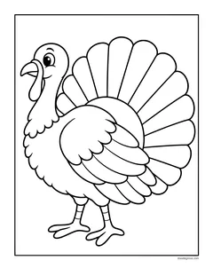 A side view of a turkey with a big fanned tail and detailed feathers